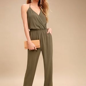 Lulu’s olive green jumpsuit size small